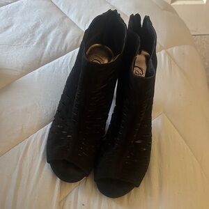 Candie's Black Peep-Toe Ankle Booties